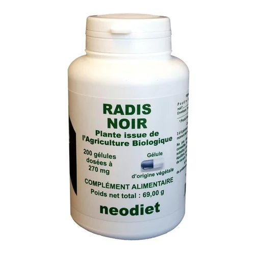 Sélection extérieure:Gélules de radis noir bio en boite de 200 unités