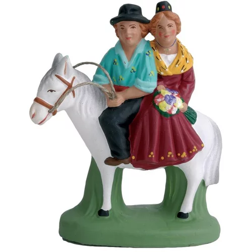 Idée nature:Santon pour crèche Vincent et Mireille rouge - 7 cm