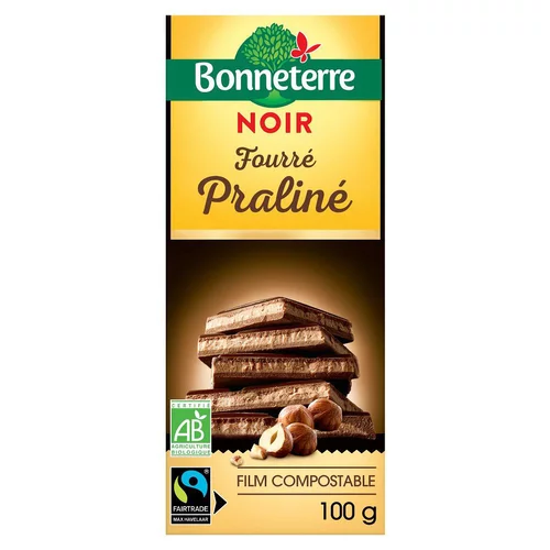 Pour un jardin agréable：Chocolat noir fourre praline 100 g BONNETERRE