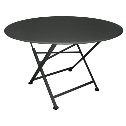 Style pour le jardin:Table pliante Cargo coloris gris en acier Fermob - Ø 117 cm