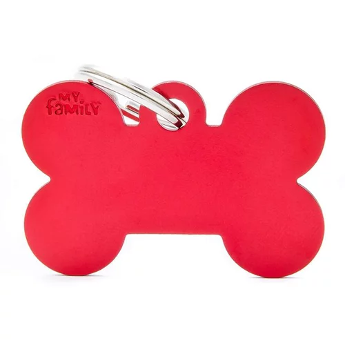 Jardin essentiel：Médaille basic grand os pour chien en aluminium rouge