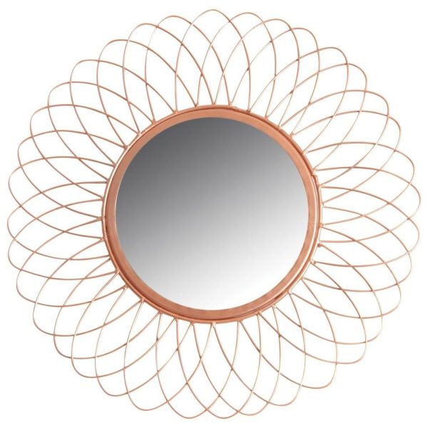 Miroir rond en métal cuivré