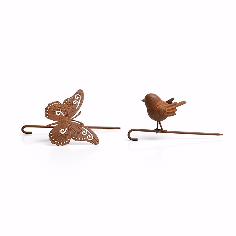 Ensemble 2 supports boules de graisses oiseau papillon 16 × 9 × 27cm