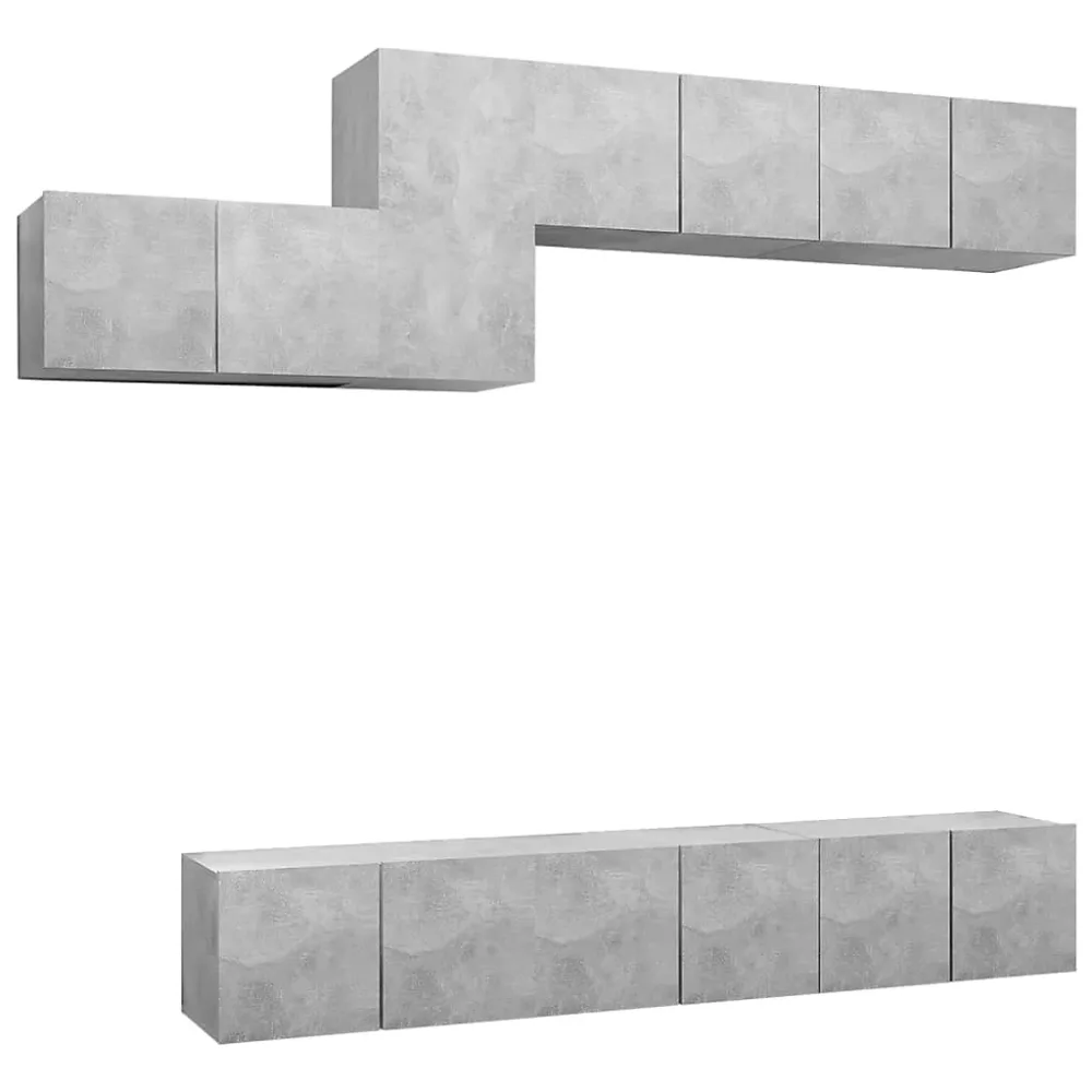 Ensemble de meubles TV 7 pcs Gris béton Bois d'ingénierie – Prolenta Premium