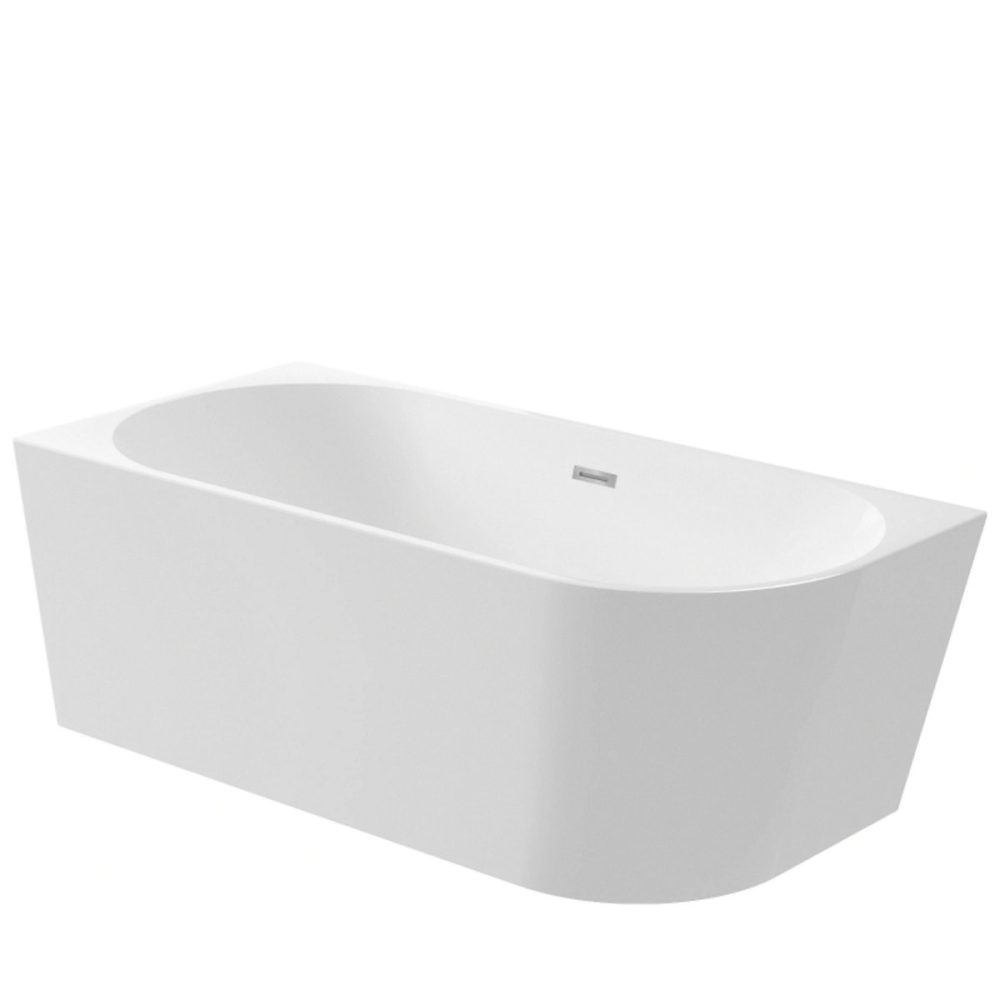 BALNEO Baignoire îlot d'angle gauche AVOLA blanche acrylique 150 × 75cm Baignoire de salle de bain