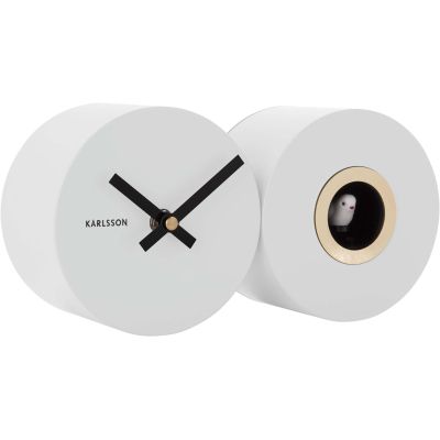 Horloge murale en métal mat Duo Cuckoo (Blanc)