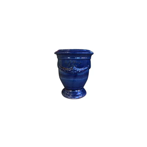 Pour votre espace extérieur：Vase Anduze bleu en terre cuite émaillée H 14 x Ø 12 cm