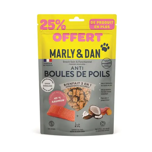 Sélection pour le jardin:Friandises pour chat Marly & Dan Anti-boules de poils - 25 % offert - 50g
