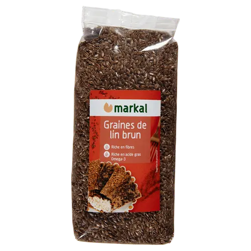 Le bon choix pour l’extérieur:Graines de lin brun bio Markal Sachet - 500 g