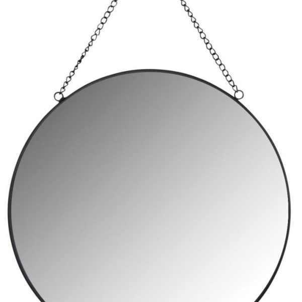Miroir rond en métal laqué noir