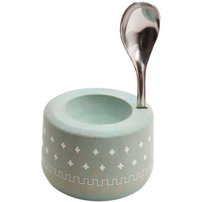 Coffret coquetier en bois Piou Piou (Vert d'eau)