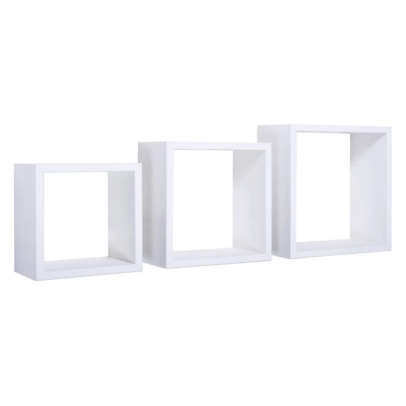 Ensemble de 3 étagères murales | cubes décoratifs – cubes muraux – blanc – 35x35 – 30x30 et 25 × 25 cm de profondeur 15 – 5 cm – Nightmare