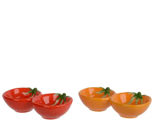 Le jardin au quotidien:Assiette à tapas en dolomite colorée forme tomate - 9 x 17,4 x 4 cm