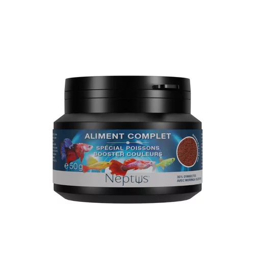Facile extérieur：Aliment complet pour guppy, platy et molly granulés coloris multicolore Neptus renforcement des couleurs – 100 ml