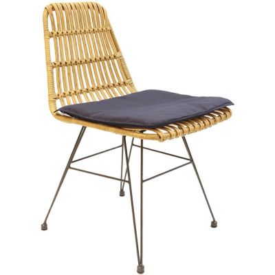 Chaise intérieure extérieure avec galette Surabaya (Bois naturel)