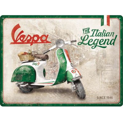 Plaque décorative en métal en relief 40 x 30 cm (Vespa - Italian Legend)