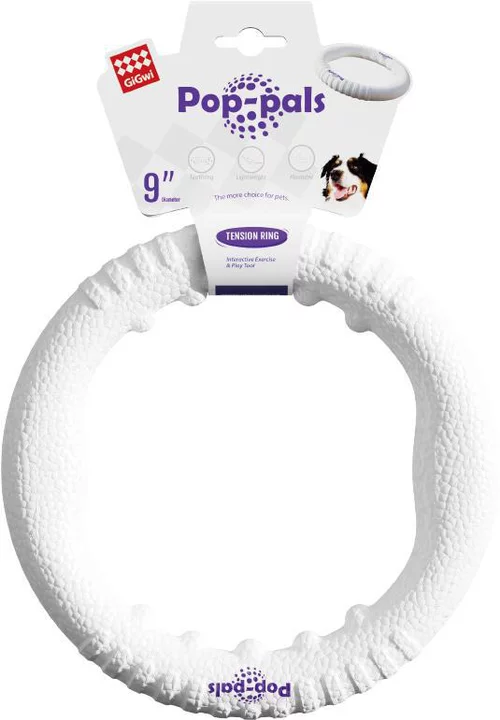 Essentiel extérieur:Anneau pour chien coloris blanc ultra résistant Bubimex Gigwi Pop-pals – Ø 22 cm