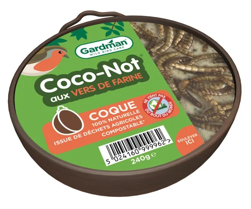 Loisirs jardin:Nourriture pour oiseaux vers de farine Coco-not compostable - 240 g