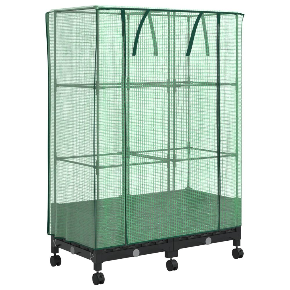 vidaXL Jardinière de jardin avec couverture de serre et roues 2 pc PP
