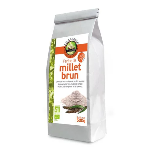 Pour votre extérieur:Farine de millet brun sauvage bio en sachet de 500 g