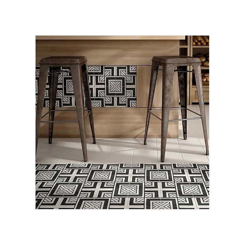 Carrelage sol / mur effet ciment 20 × 20 cm CAPRICE DECO METROPOLITAN B&W