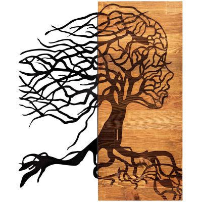 Décoration murale en métal et bois Arbre (Modèle 10)