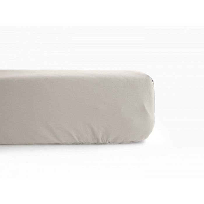 Drap housse percale pur coton peigné longues fibres 80 fils/cm² avec bonnet de 35 cm Vent du sud – 140x190 | Naturel
