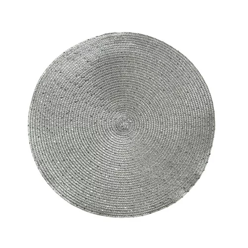 Jardin et déco:Set de table rond en polypropylène argent - Ø 38 cm