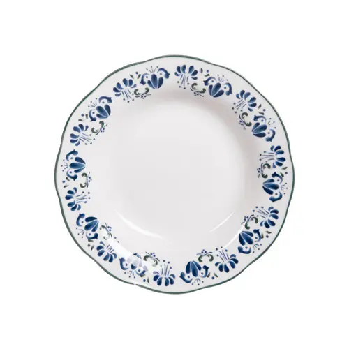 Pour un extérieur bien équipé：Assiette creuse en porcelaine blanche et bleue Giverny - Ø 22 cm
