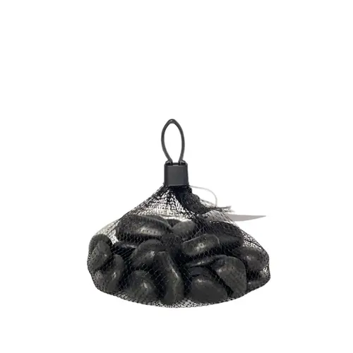 Malin extérieur：Pierres de fleuve noires 16/36 mm en filet - 1 kg