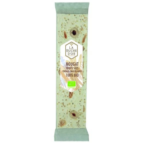 Extérieur utile:Barre de nougat tendre aux fruits secs et céréales La Ruche d'Or - 50 g