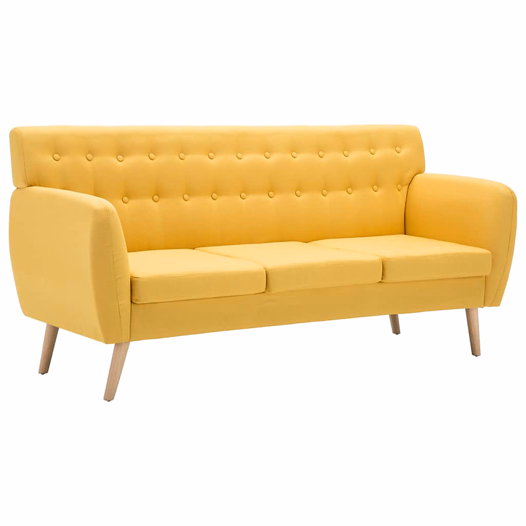 Canapé à 3 places revêtement en tissu 172 × 70 × 82 cm jaune vidaXL