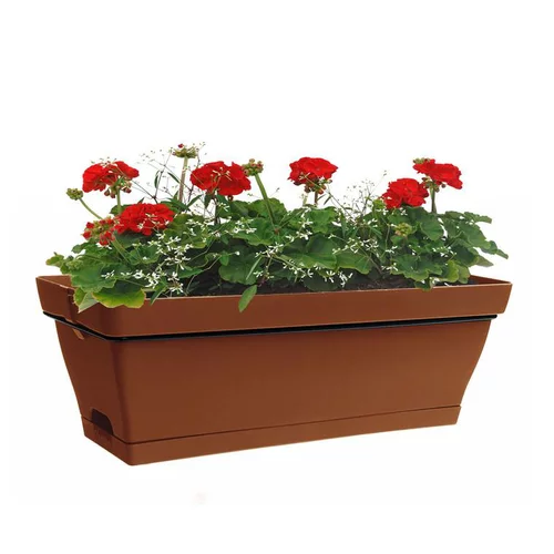 Les essentiels du jardin:Jard Roméo avec soucoupe clipsée et support métal – Terre cuite