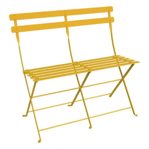 Jardin adapté：Banquette bistro 2 places coloris orange en acier Fermob - 88 x 29 cm
