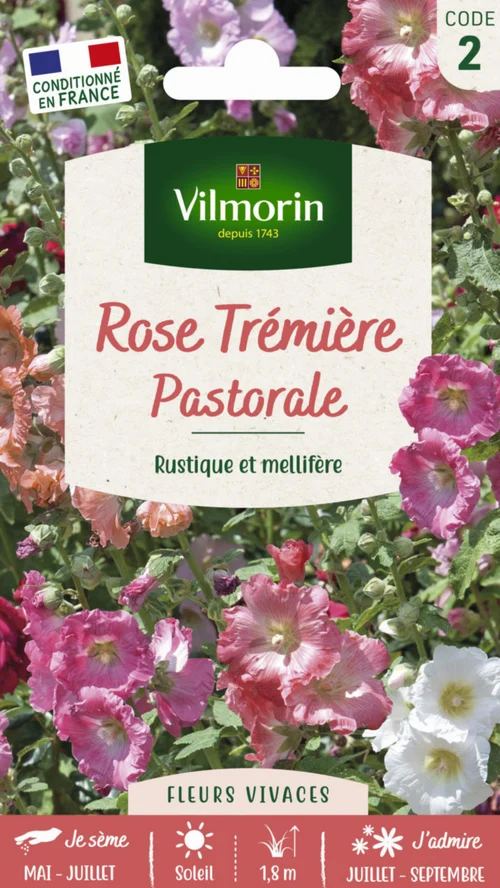 Extérieur qualité：Rose Tremière Pastorale Vilmorin - graines à semer