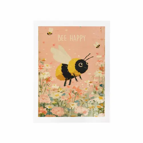 Pour votre espace vert:Affiche Bee Happy - 30 x 40 cm