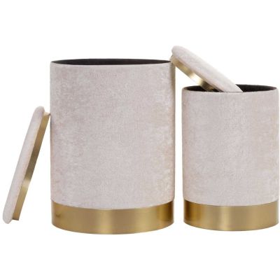 Pouf en tissu molletonné Comfort (Lot de 2) (Crème)