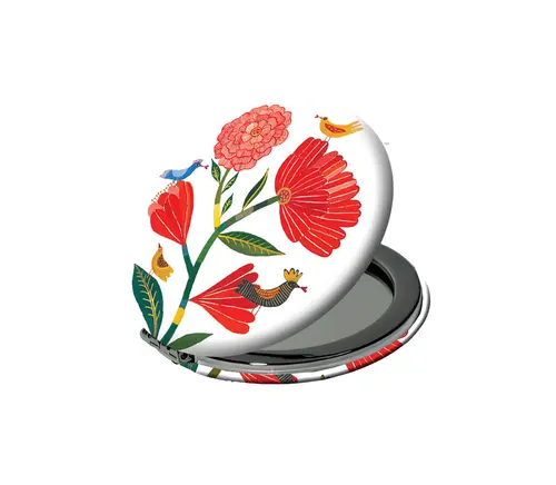 Le petit plus pour l’extérieur:Miroir de poche rond Cartesdart pivoines - Ø 7,5 cm