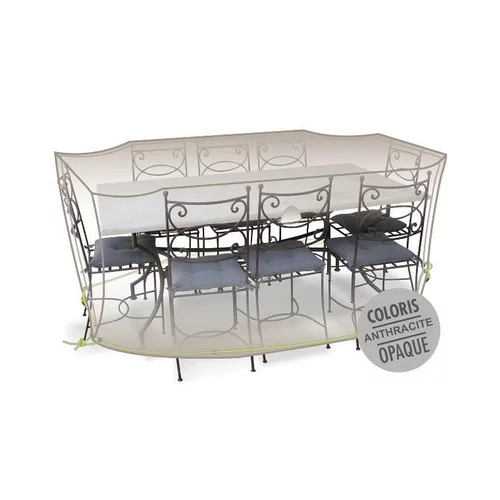 À découvrir pour le jardin：Housse table rectangulaire + chaises 8-10 pers. de coloris anthracite