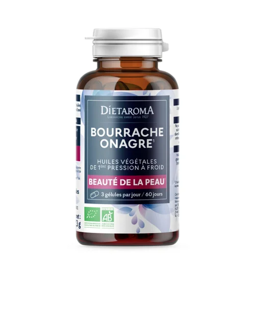 Bien utile au jardin：Complément alimentaire huile de bourrache onagre bio beauté de la peau Dietaroma - 180 gélules