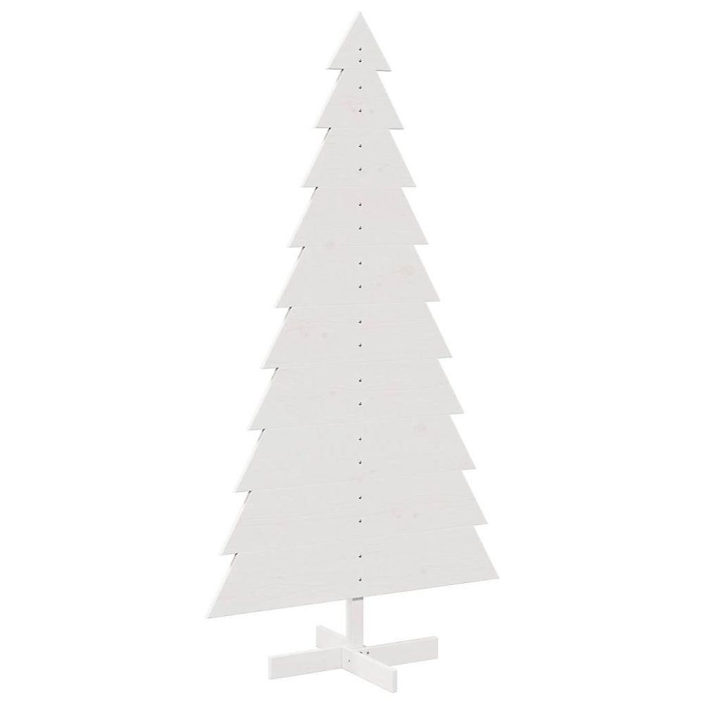 Sapin de Noël – Arbre de Noël en bois pour décoration blanc 180 cm pin massif vidaXL