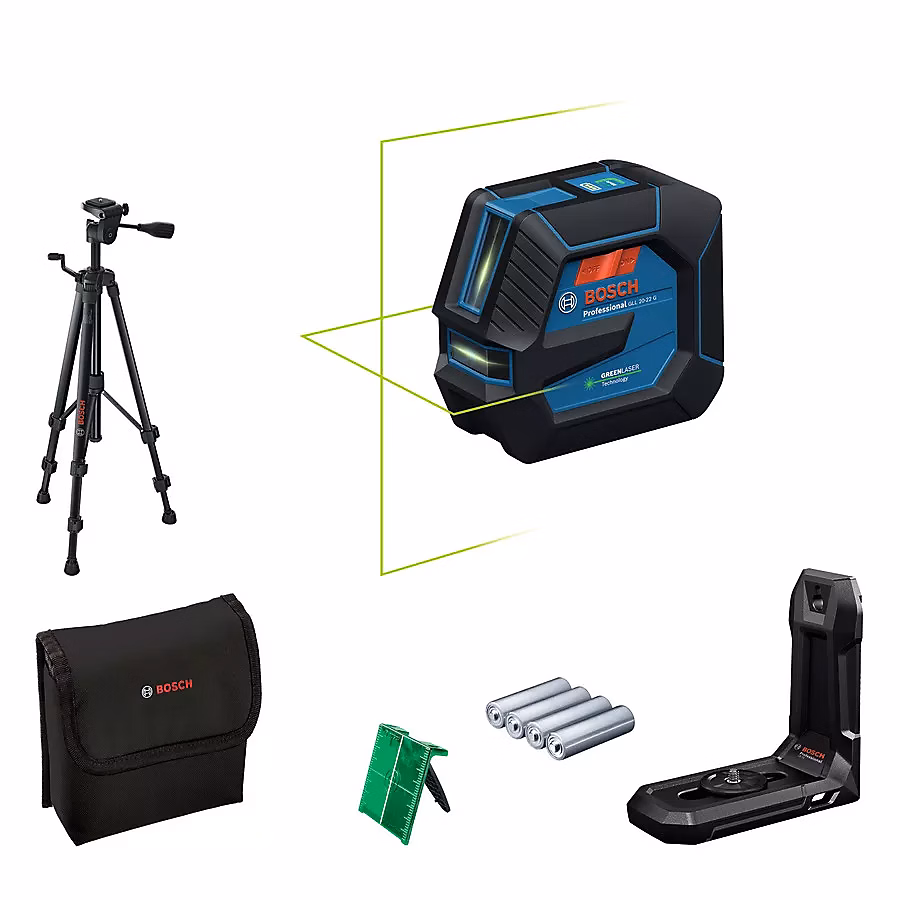 Laser lignes vertes GLL 20 – 22 G, kit trépied BT 150, sacoche et 4 piles AA