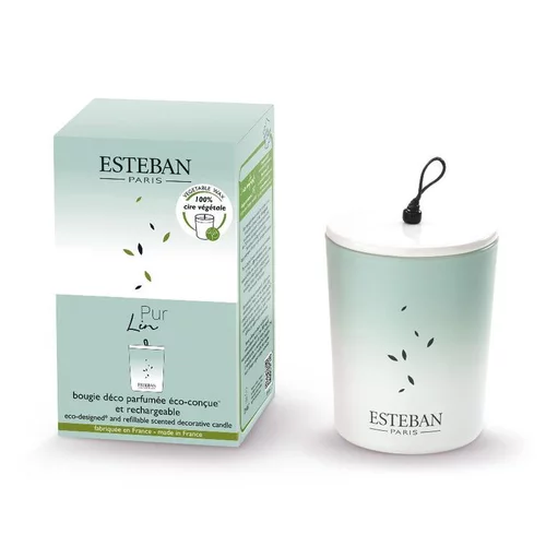 Maison et extérieur:Bougie déco parfumée et rechargeable Pur Lin Esteban - 180 g