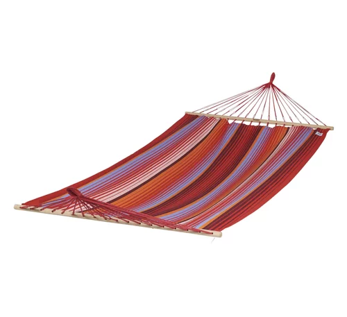 Pour vos espaces：Hamac à barre double en polypropylène rouge carmina Jobek Komplice - 300 x 125 cm