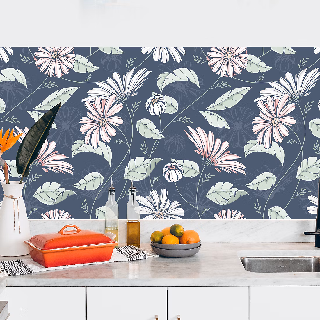 Crédence adhésive déco florale 40 × 100 cm
