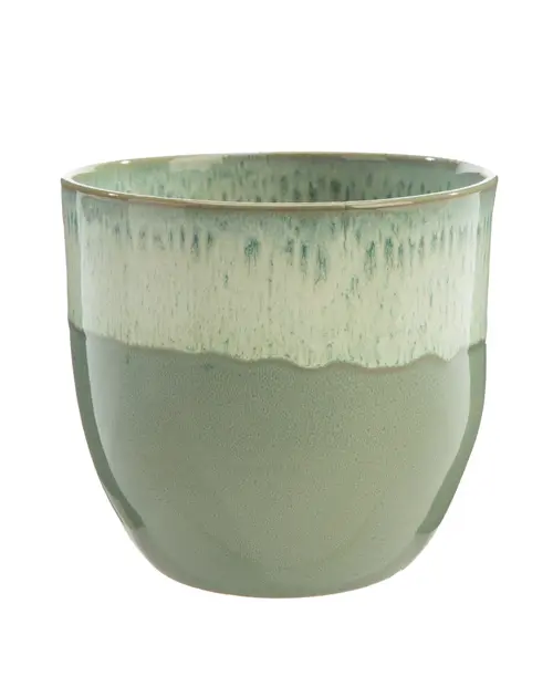 Pour vos projets extérieurs:Cache-pot en céramique vert Basalt - Ø 21,7 x H 19,5 cm