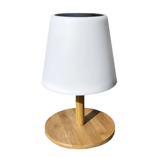 Jardin et maison：Lampe de table sans fil solaire ou USB en bois Batimex - 17,5 x 15,8 x 26 cm