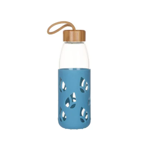 Sélection utile:Bouteille en verre et silicone nomade 55 cl coloris bleu H 21 x Ø 7 cm