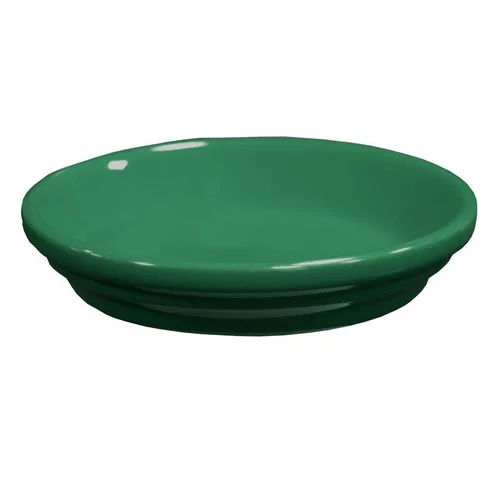 Bien pensé jardin：Soucoupe pour pot horticole émaillée vert Forest - Ø 12 x H 2,5 cm