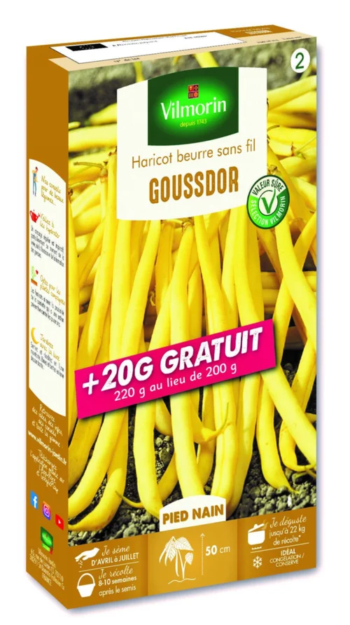 Jardin nature:Haricot Beurre sans fil Goussdor Vilmorin - graines à semer